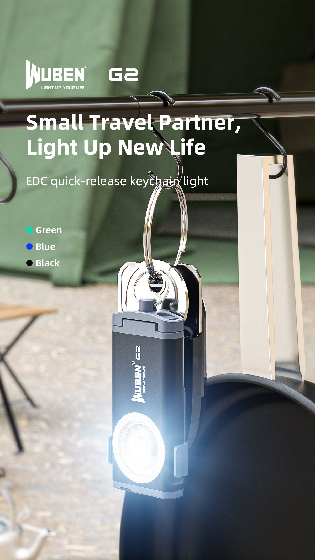 Wuben G2 500 Lumen Multi-Function Mini Every Day Carry  LED Keychain Flashlight