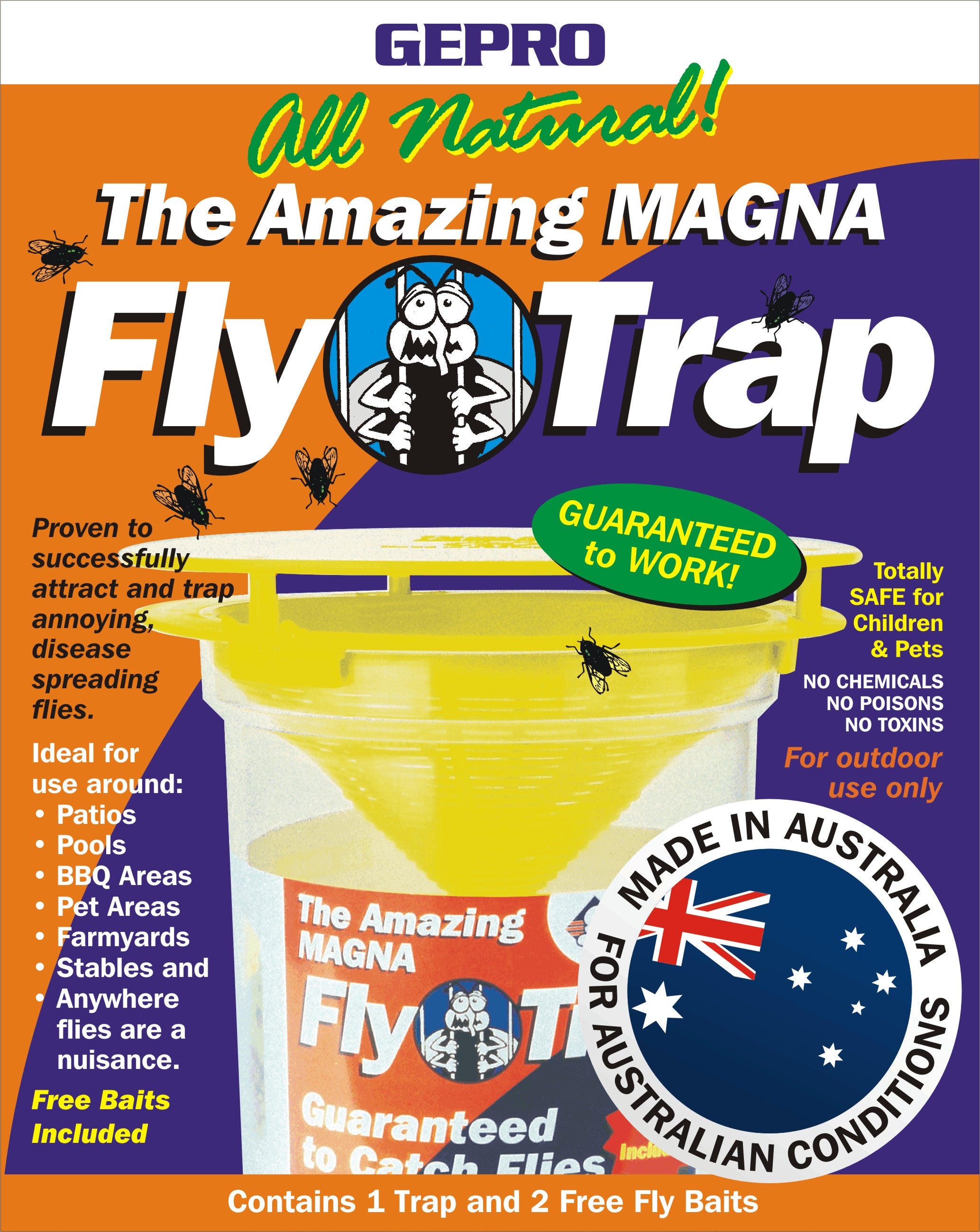 Jumbo Fly Trap - The Amazing MAGNA  JUMBO Large Capacity Trap + 16 Extra Baits