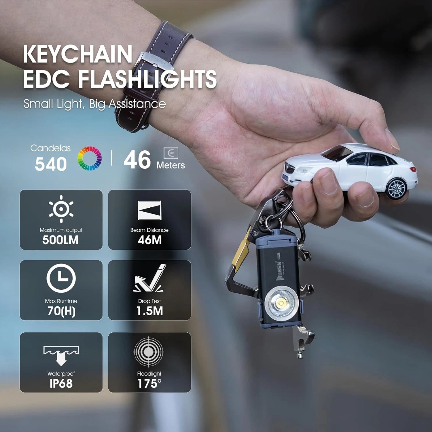 Wuben G2 500 Lumen Multi-Function Mini Every Day Carry  LED Keychain Flashlight