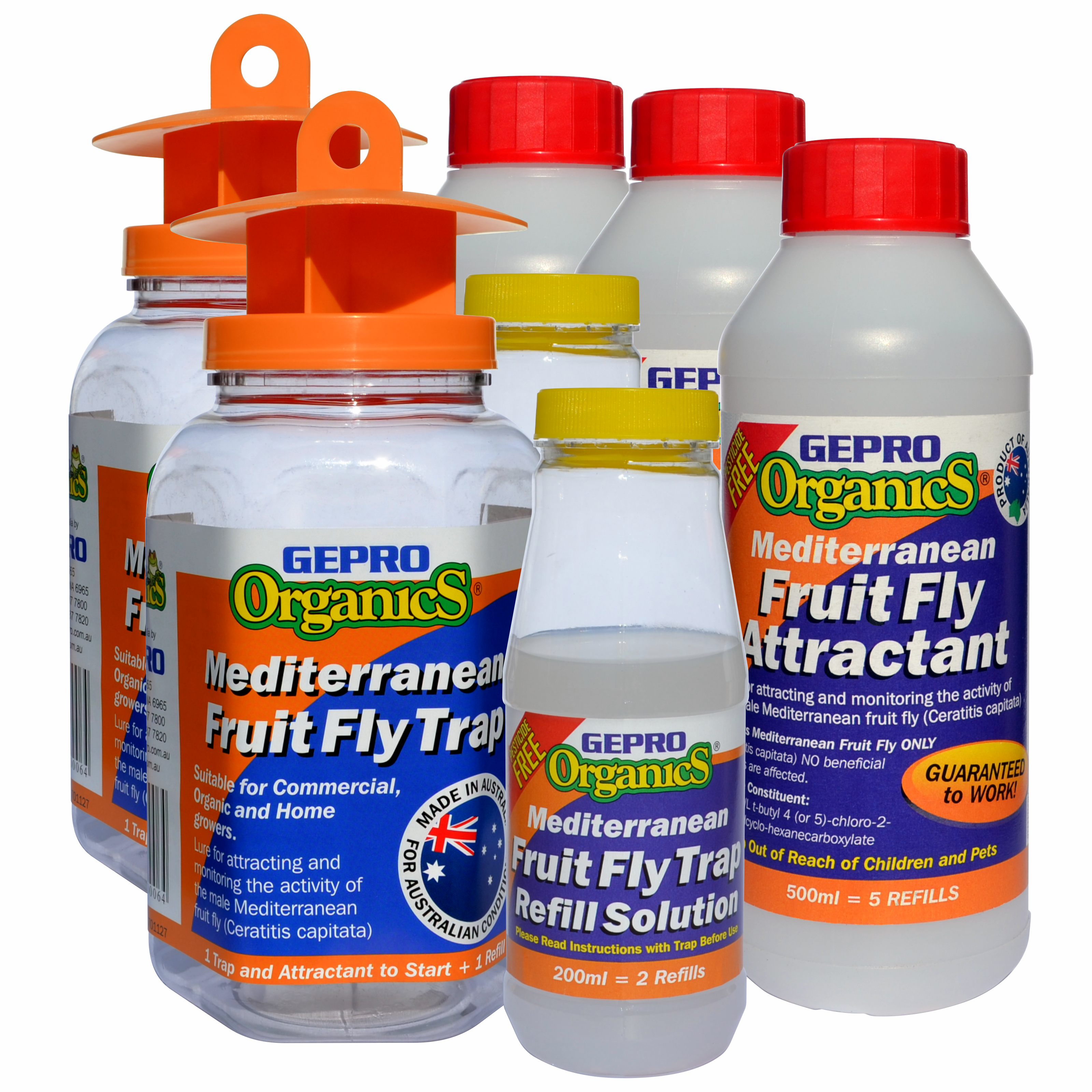 Fruit Fly Trap Kit -  2 Traps - 15 Refills - For WA Mediterranean Fruit Fly