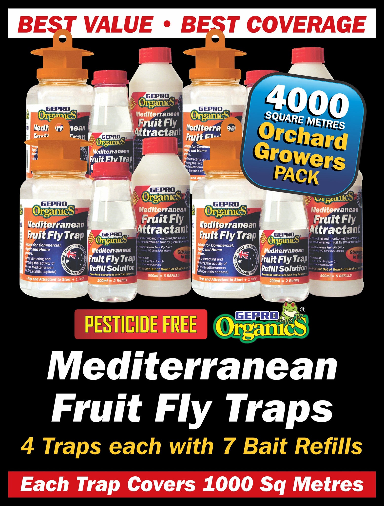 West Australian Mediterranean Fruit Fly Trap Orchard Growers Pack 4000 Square Metre Coverage