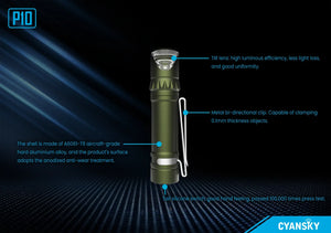 CYANSKY P10 Smallest Pocket Flashlight AA Battery Very Powerful 300 Lumens